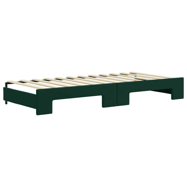 vidaXL Extendable Day Bed with Drawers Dark Green 90x200 cm Velvet