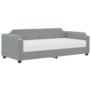 vidaXL Day Bed with Mattress Light Grey 80x200 cm Fabric