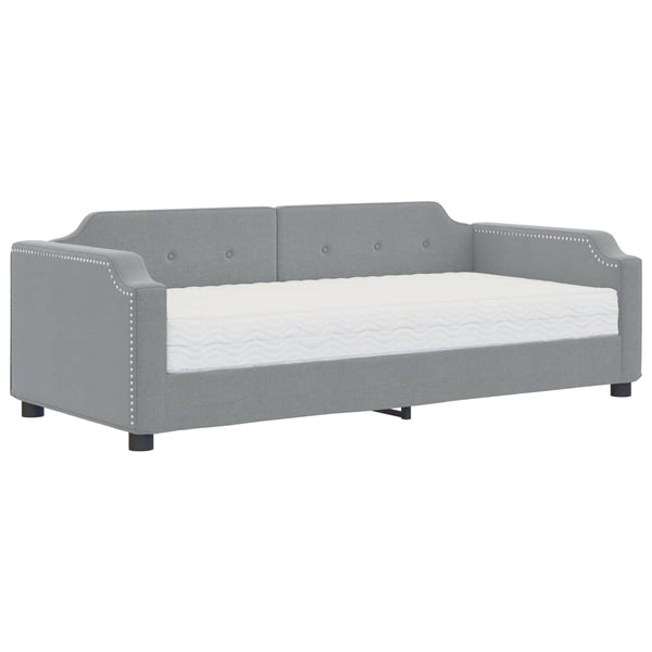 vidaXL Day Bed with Mattress Light Grey 80x200 cm Fabric