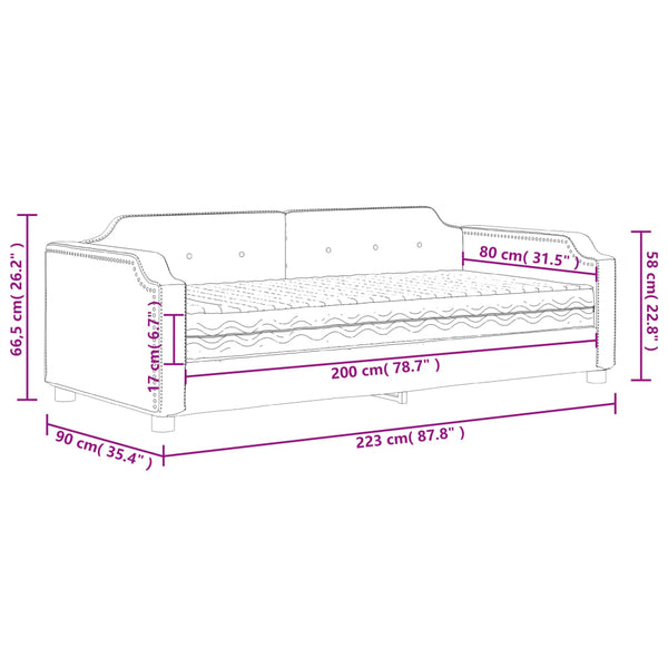 vidaXL Day Bed with Mattress Light Grey 80x200 cm Fabric
