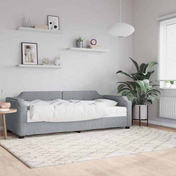 vidaXL Day Bed with Mattress Light Grey 80x200 cm Fabric