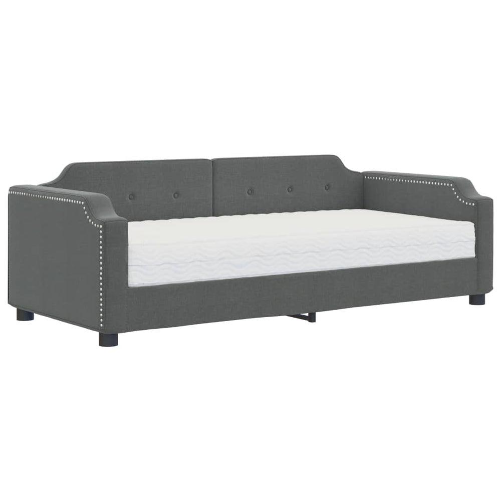 vidaXL Day Bed with Mattress Dark Grey 80x200 cm Fabric