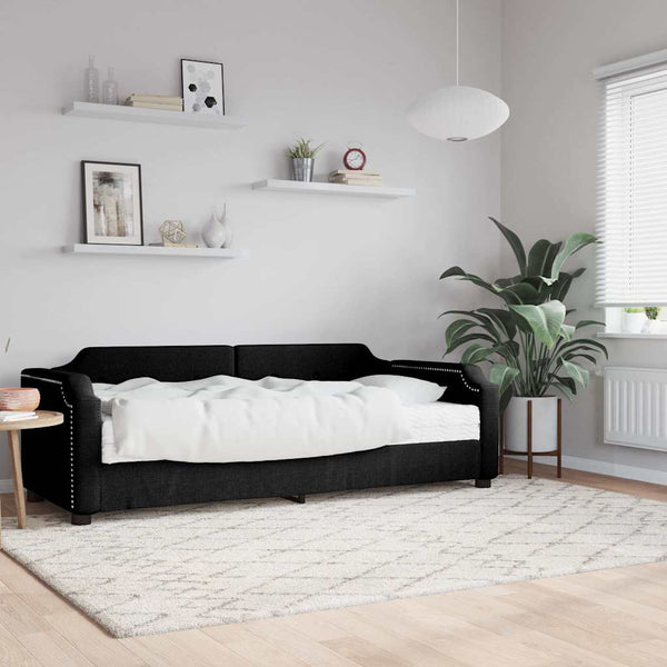 vidaXL Day Bed with Mattress Black 80x200 cm Fabric