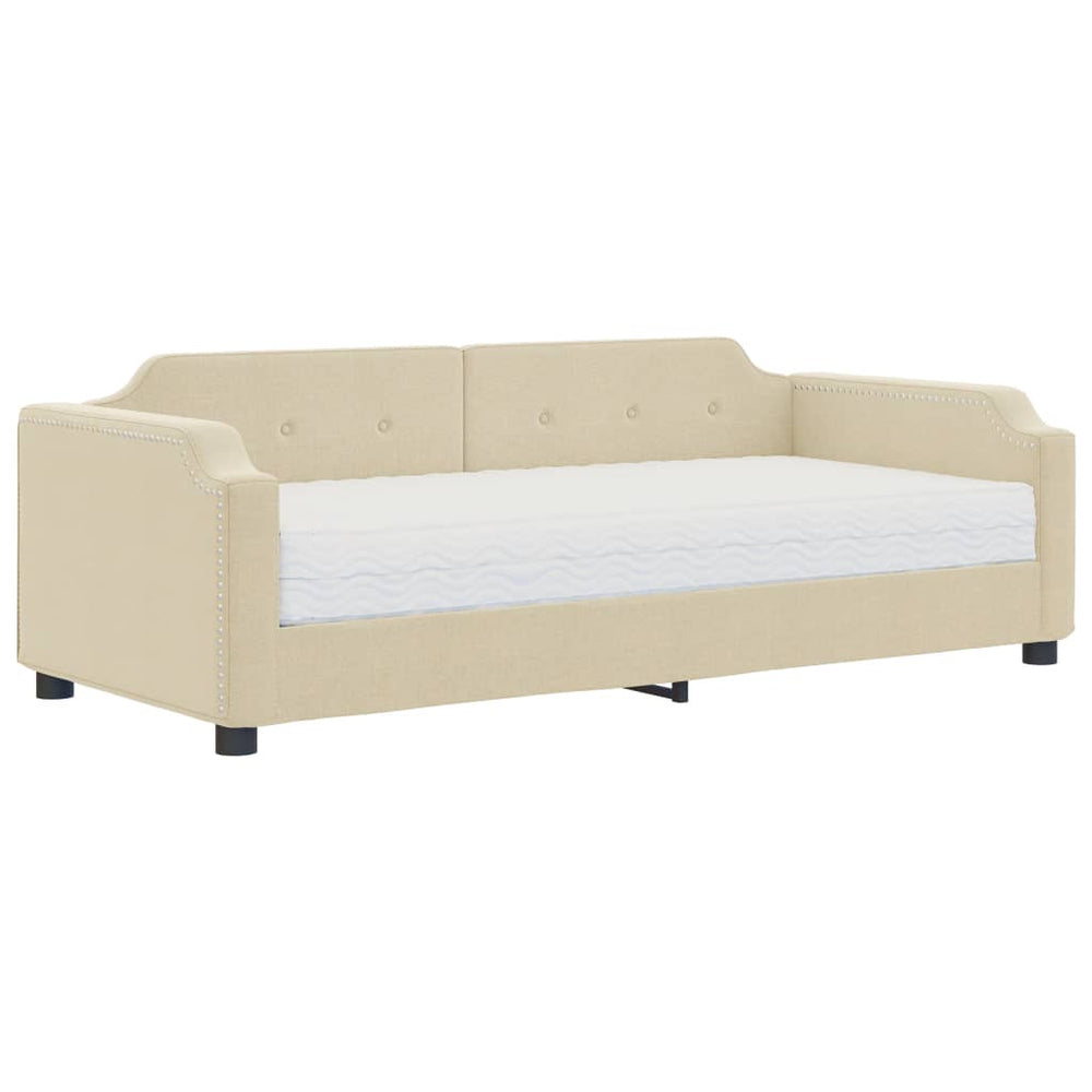 vidaXL Day Bed with Mattress Cream 80x200 cm Fabric