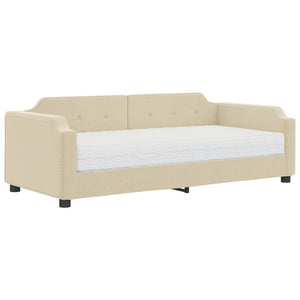 vidaXL Day Bed with Mattress Cream 80x200 cm Fabric