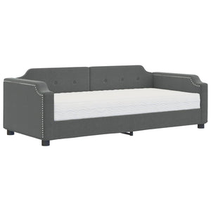 vidaXL Day Bed with Mattress Dark Grey 90x200 cm Fabric