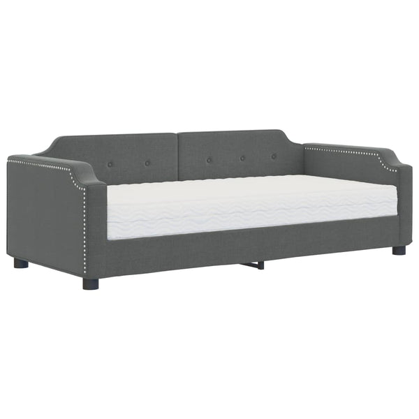 vidaXL Day Bed with Mattress Dark Grey 90x200 cm Fabric