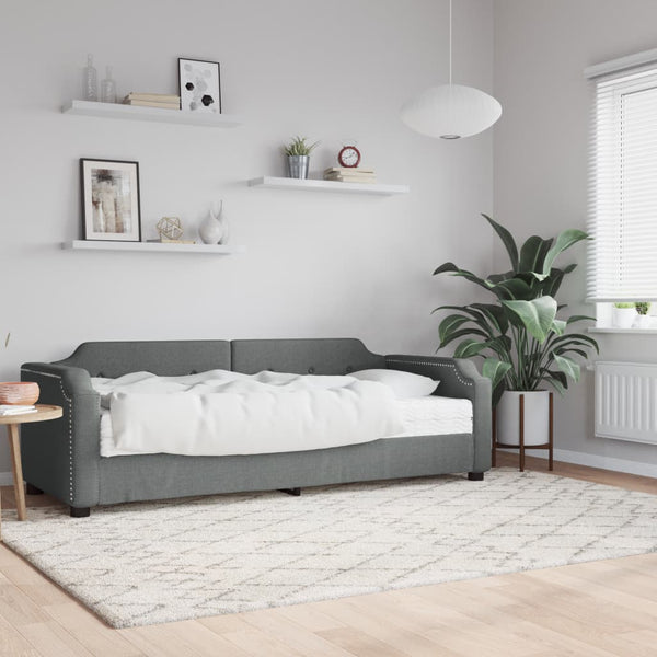 vidaXL Day Bed with Mattress Dark Grey 90x200 cm Fabric