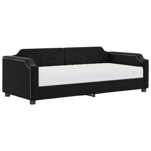 vidaXL Day Bed with Mattress Black 90x200 cm Fabric