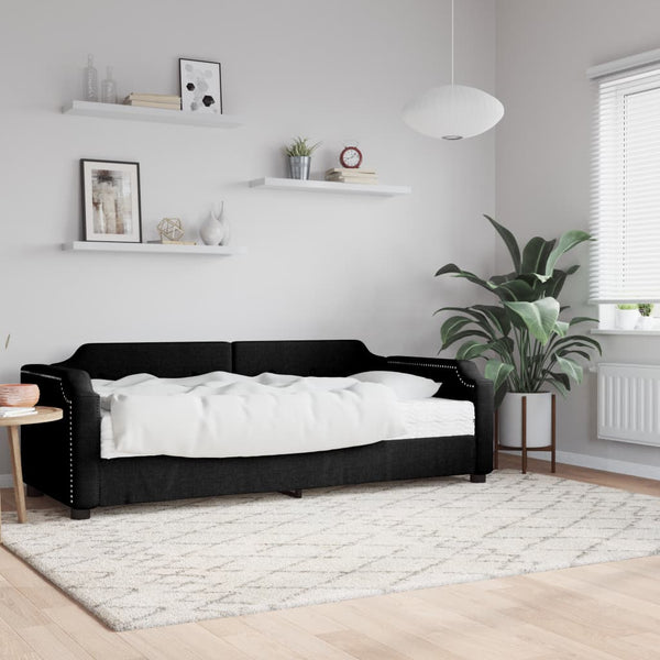 vidaXL Day Bed with Mattress Black 90x200 cm Fabric