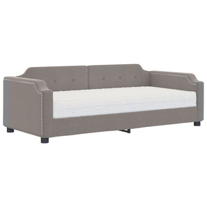 vidaXL Day Bed with Mattress Taupe 90x200 cm Fabric