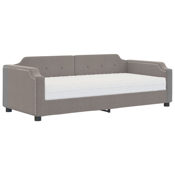 vidaXL Day Bed with Mattress Taupe 90x200 cm Fabric