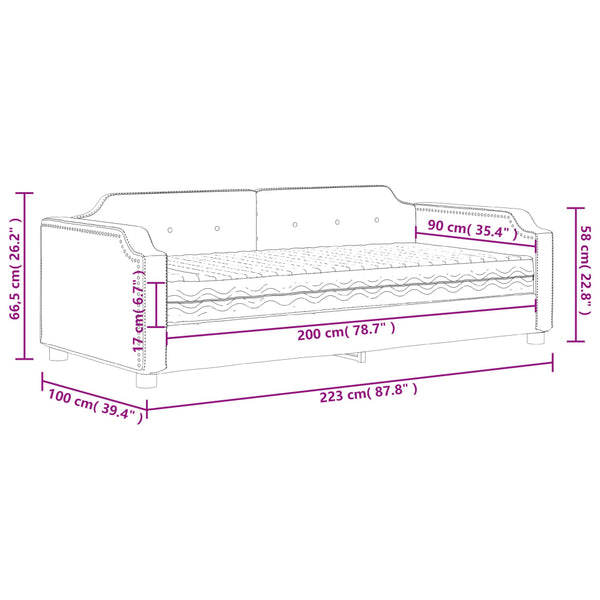vidaXL Day Bed with Mattress Taupe 90x200 cm Fabric
