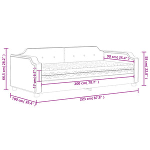 vidaXL Day Bed with Mattress Cream 90x200 cm Fabric