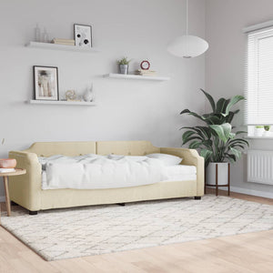 vidaXL Day Bed with Mattress Cream 90x200 cm Fabric
