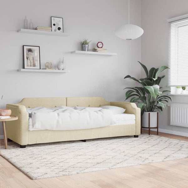 vidaXL Day Bed with Mattress Cream 90x200 cm Fabric