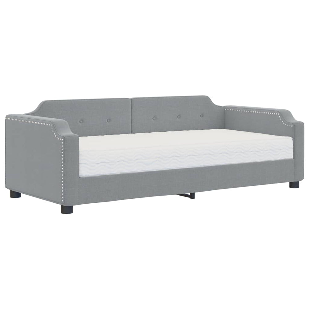 vidaXL Day Bed with Mattress Light Grey 100x200 cm Fabric