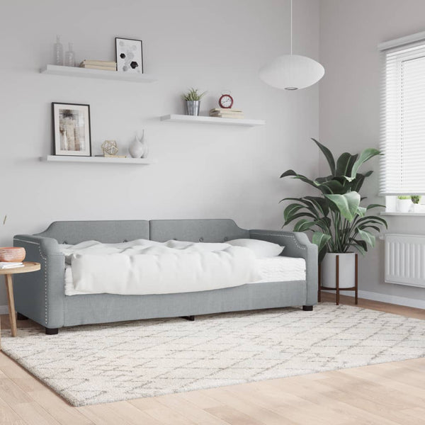 vidaXL Day Bed with Mattress Light Grey 100x200 cm Fabric
