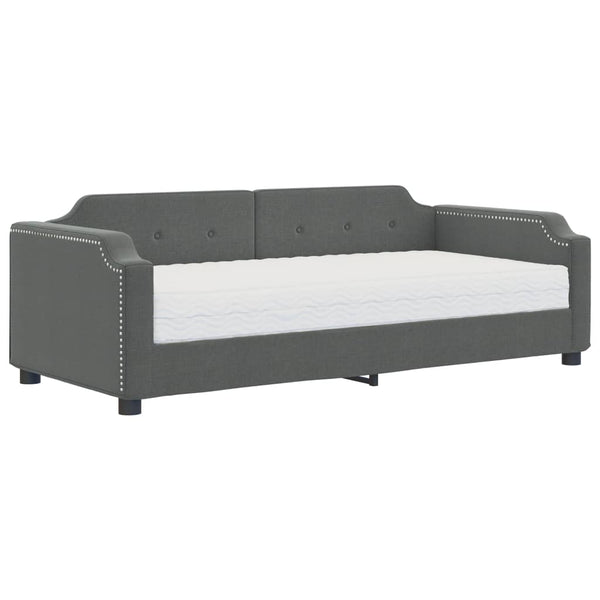 vidaXL Day Bed with Mattress Dark Grey 100x200 cm Fabric