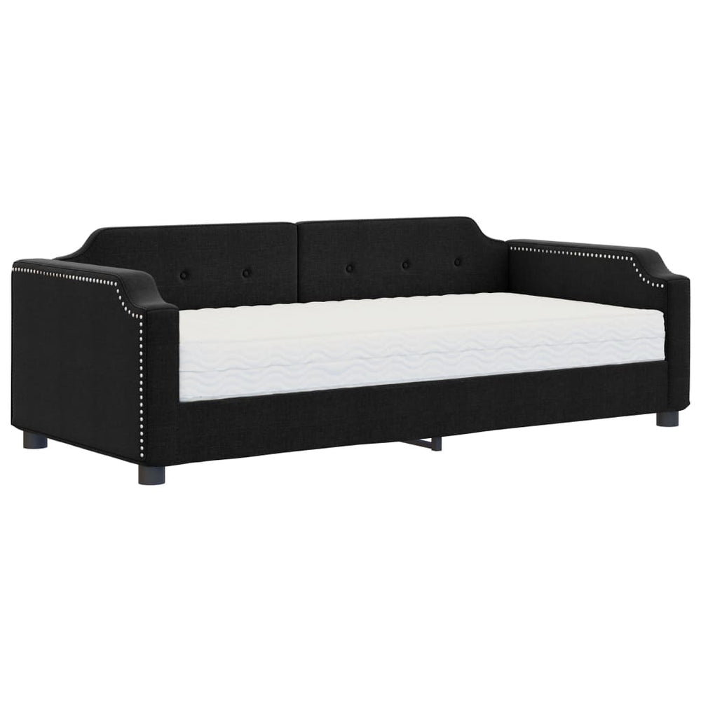 vidaXL Day Bed with Mattress Black 100x200 cm Fabric