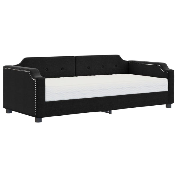 vidaXL Day Bed with Mattress Black 100x200 cm Fabric