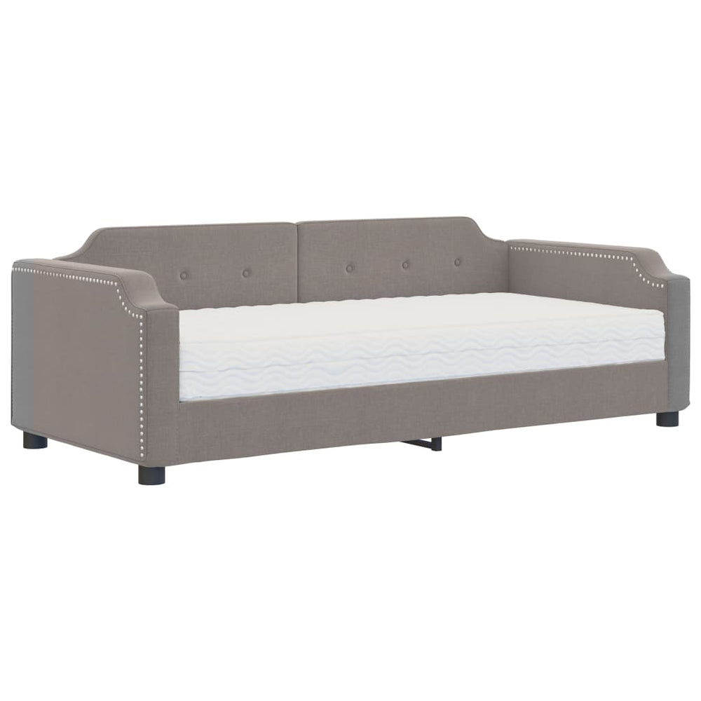 vidaXL Day Bed with Mattress Taupe 100x200 cm Fabric