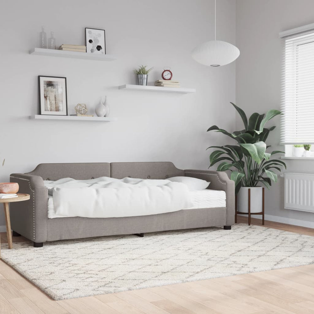 vidaXL Day Bed with Mattress Taupe 100x200 cm Fabric