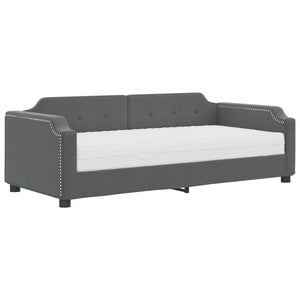 vidaXL Day Bed with Mattress Dark Grey 90x190 cm Fabric