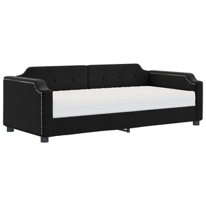 vidaXL Day Bed with Mattress Black 90x190 cm Fabric