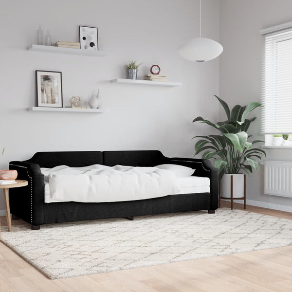 vidaXL Day Bed with Mattress Black 90x190 cm Fabric