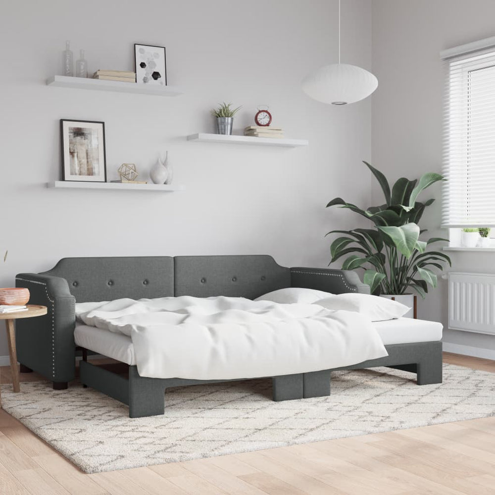 vidaXL Day Bed Extendable Dark Grey 80x200 cm Fabric