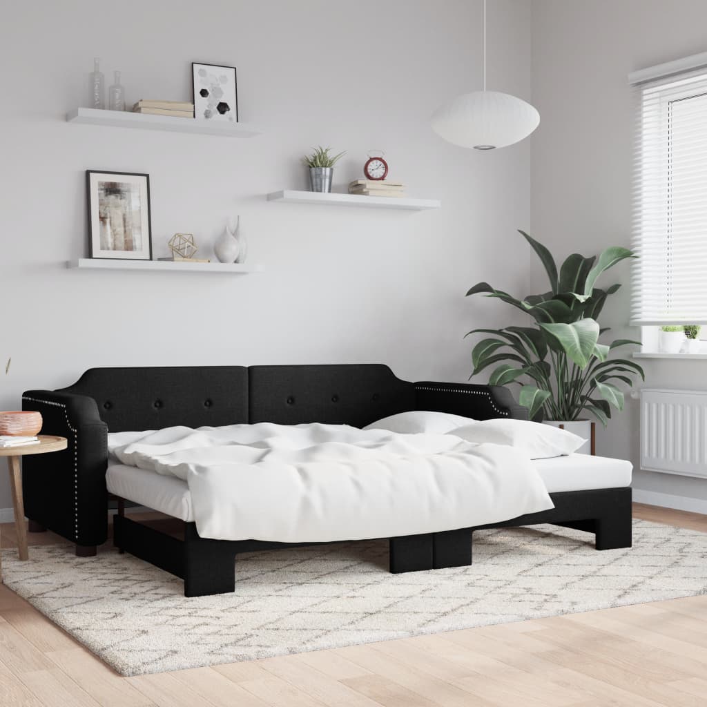 vidaXL Extendable Daybed Black 80x200 cm Fabric