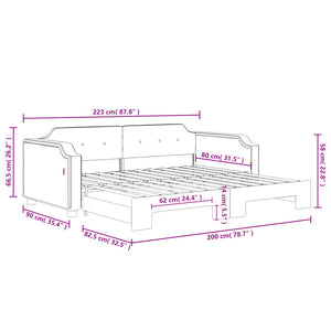 vidaXL Extendable Day Bed Taupe 80x200 cm Fabric