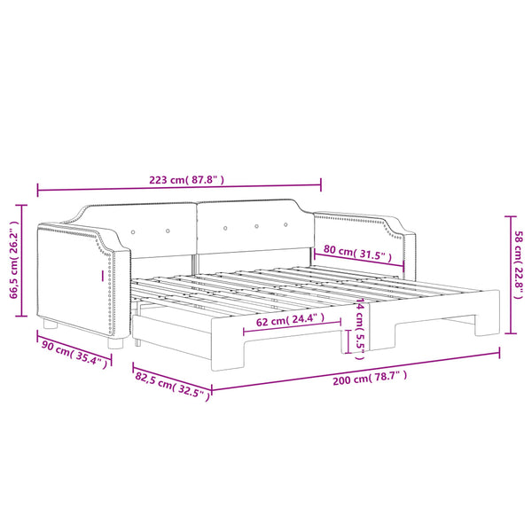 vidaXL Extendable Day Bed Taupe 80x200 cm Fabric