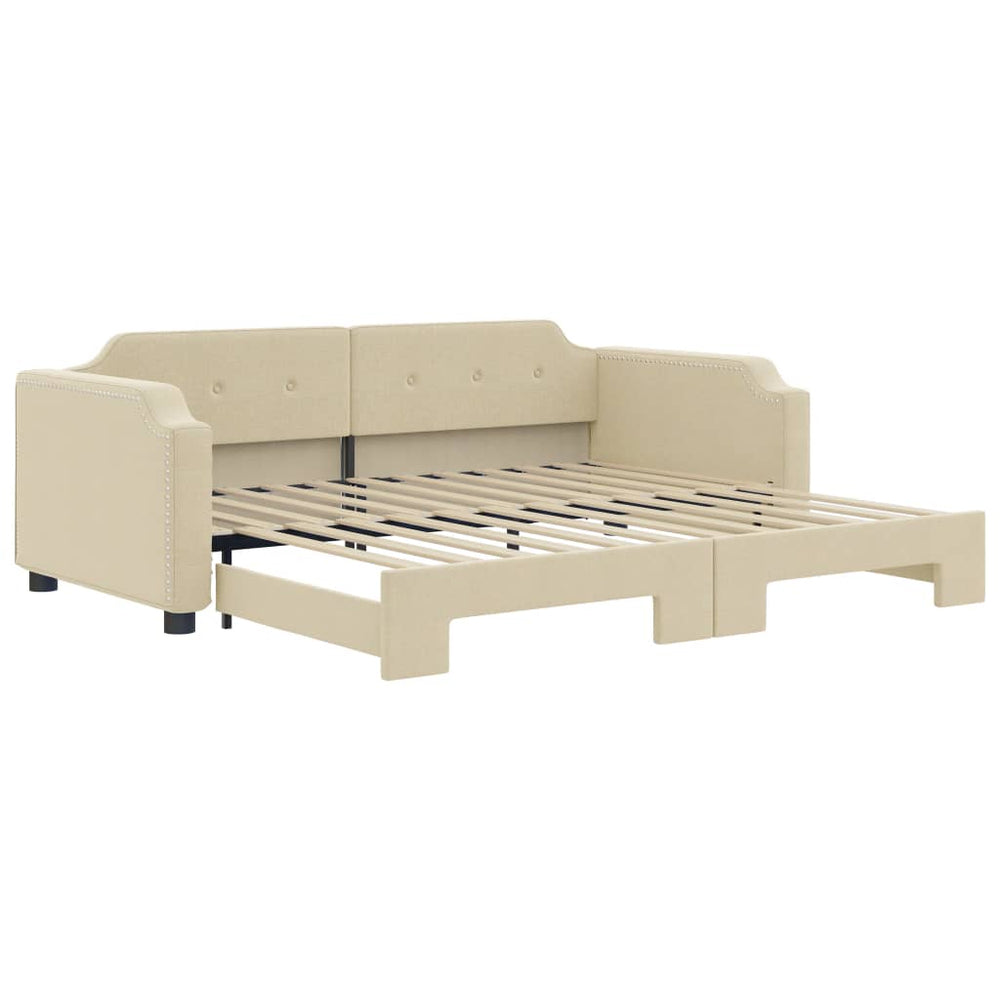 vidaXL Extendable Day Bed Cream 80x200 cm Fabric