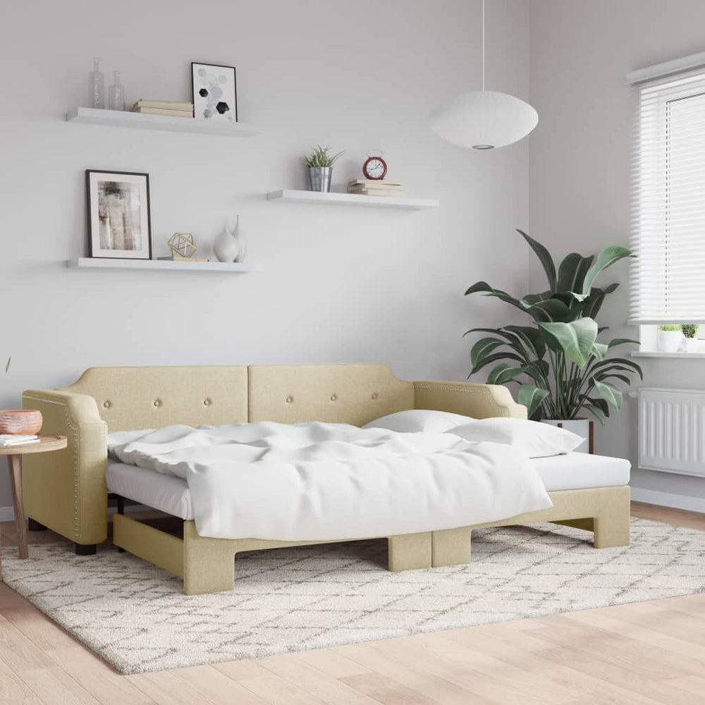 vidaXL Extendable Day Bed Cream 80x200 cm Fabric
