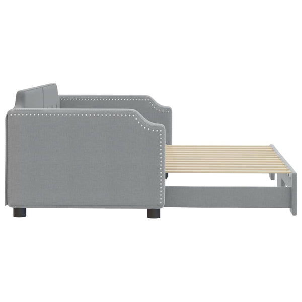 vidaXL Extendable Day Bed Light Grey 90x200 cm Fabric