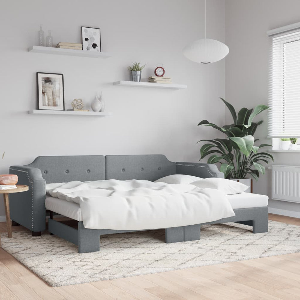 vidaXL Extendable Day Bed Light Grey 90x200 cm Fabric