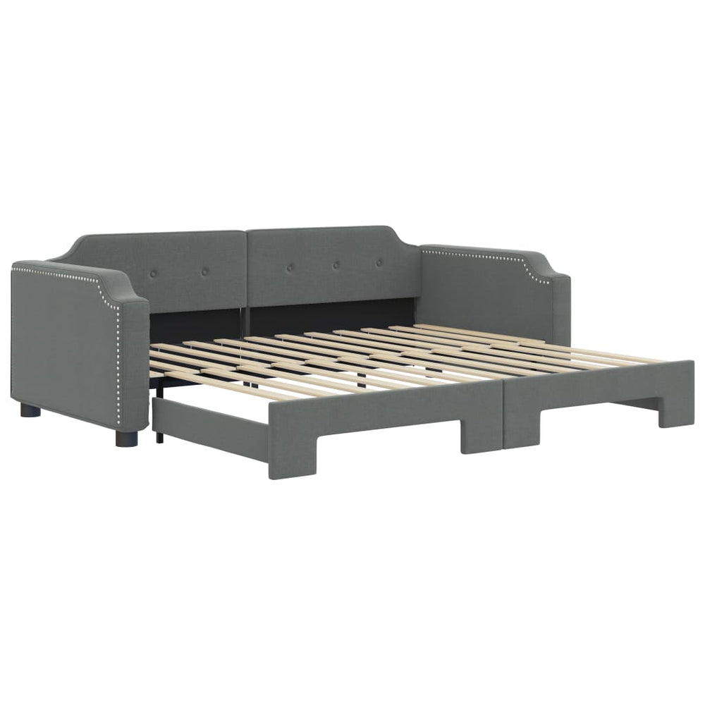 vidaXL Extendable Day Bed Dark Grey 90x200 cm Fabric