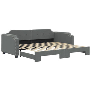 vidaXL Extendable Day Bed Dark Grey 90x200 cm Fabric