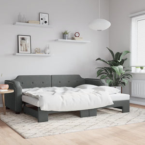 vidaXL Extendable Day Bed Dark Grey 90x200 cm Fabric