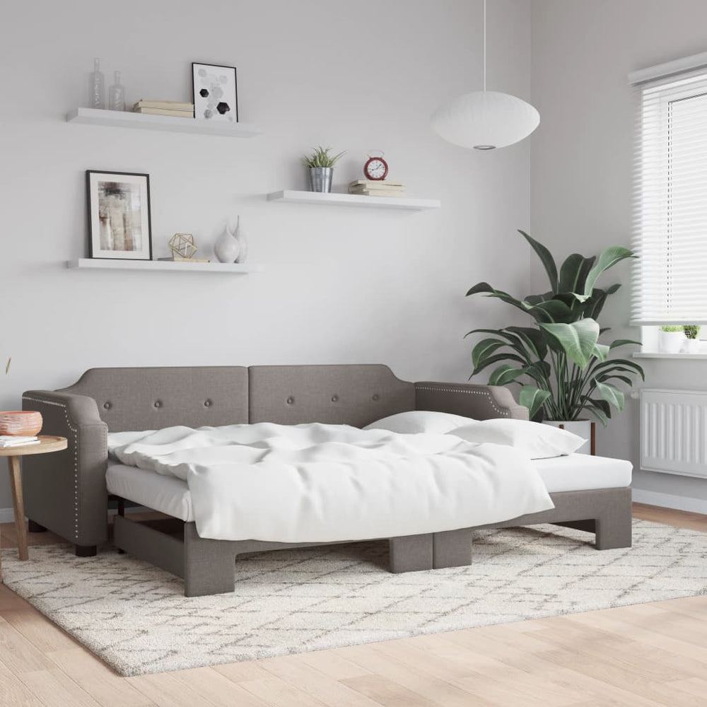 vidaXL Extendable Day Bed Taupe 90x200 cm Fabric