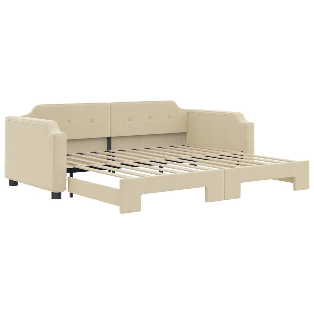 vidaXL Day Bed Extendable Cream 90x200 cm Fabric