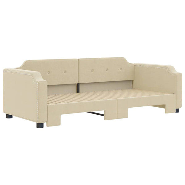 vidaXL Day Bed Extendable Cream 90x200 cm Fabric