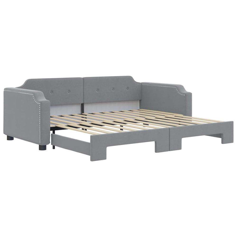 vidaXL Extendable Day Bed Light Grey 100x200 cm Fabric