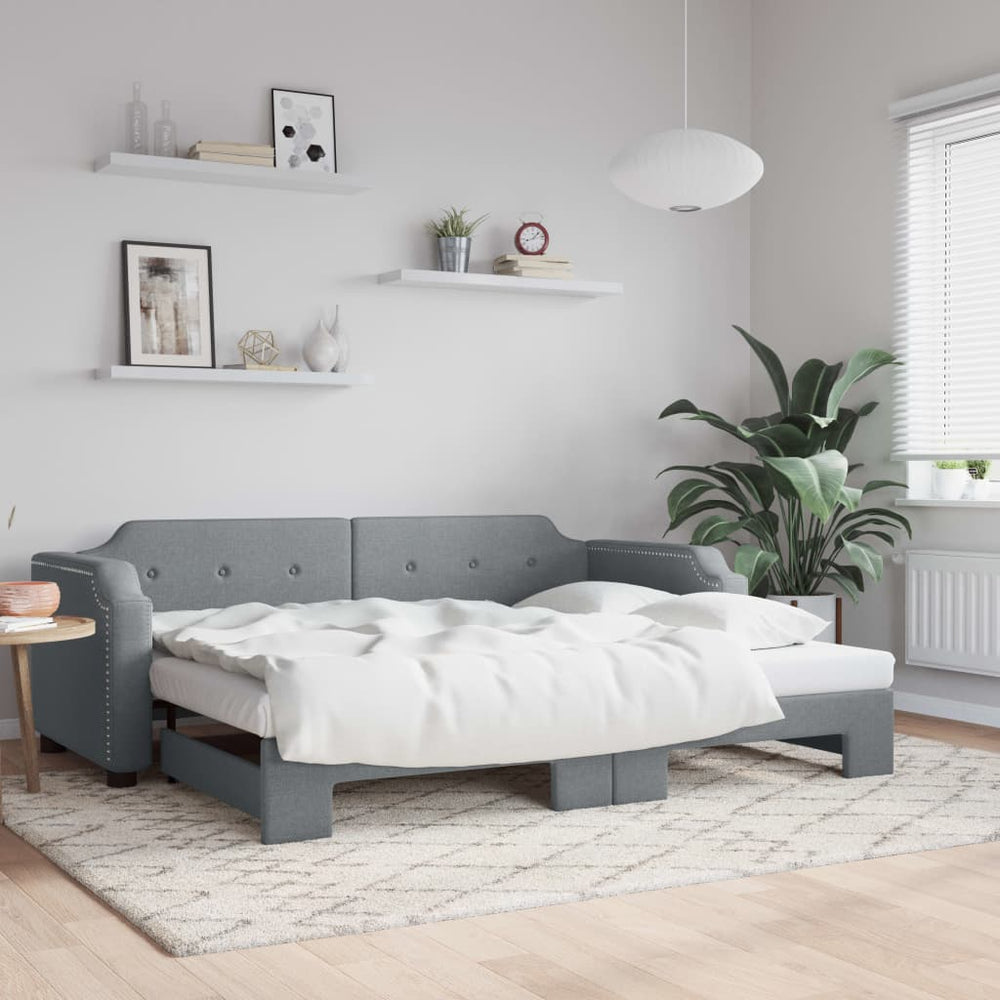 vidaXL Extendable Day Bed Light Grey 100x200 cm Fabric