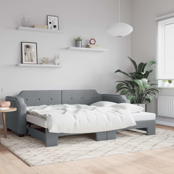 vidaXL Extendable Day Bed Light Grey 100x200 cm Fabric