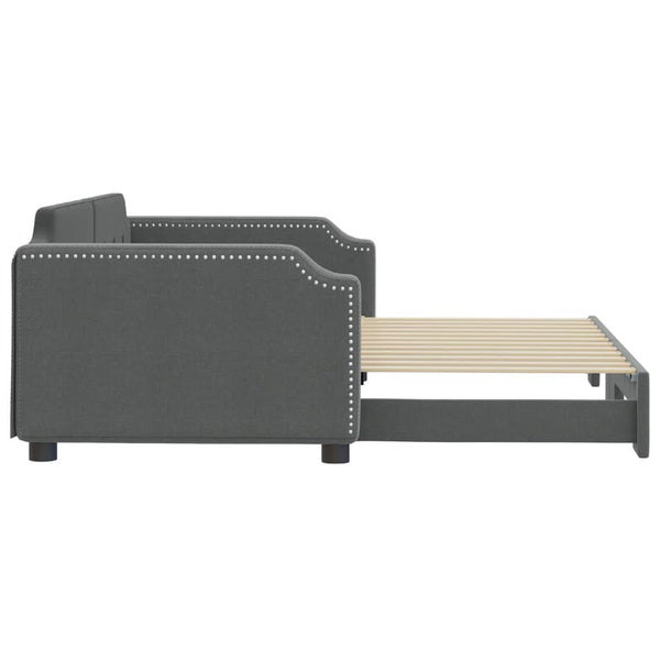 vidaXL Extendable Day Bed Dark Grey 100x200 cm Fabric