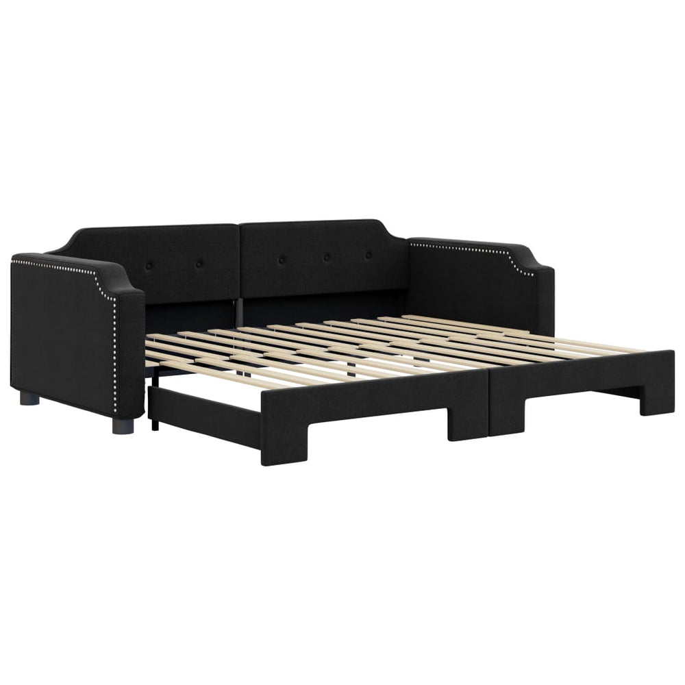vidaXL Day Bed Extendable Black 100x200 cm Fabric