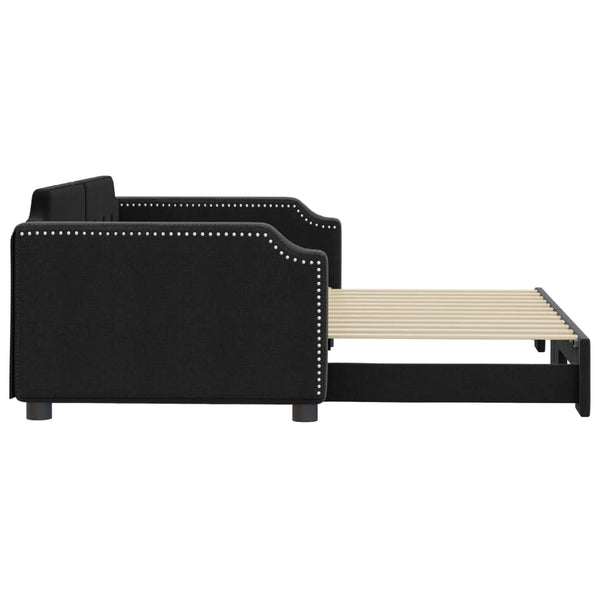 vidaXL Day Bed Extendable Black 100x200 cm Fabric